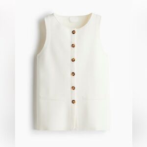 H&M Cream Button-Front Sleeveless Knit Tank